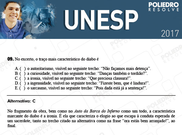 Questão 9 - 1ª Fase - UNESP 2017