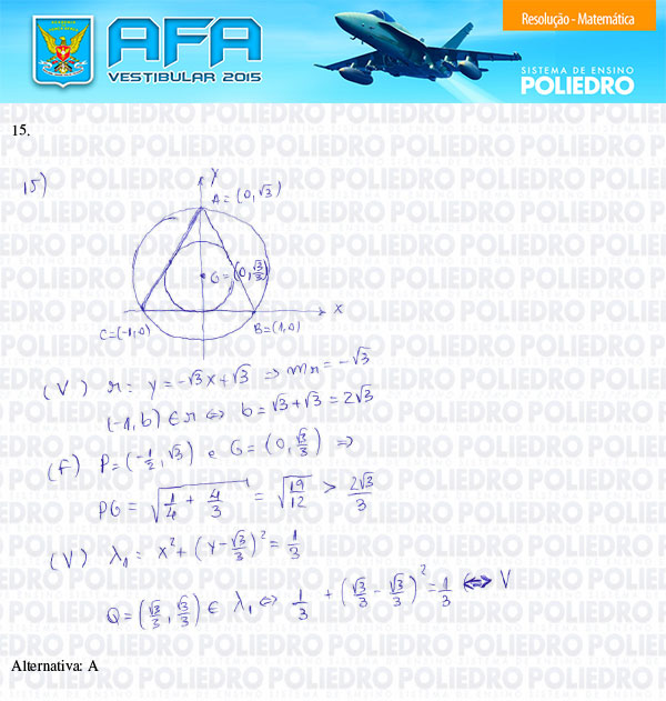 Questão 15 - Prova Modelo B - AFA 2015