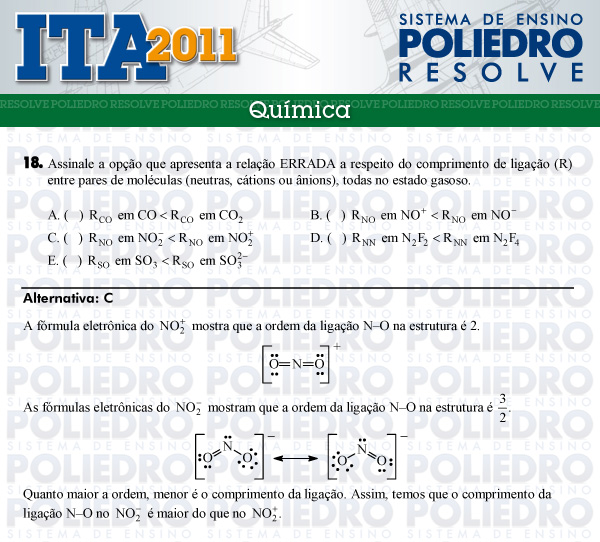 Questão 18 - Química - ITA 2011