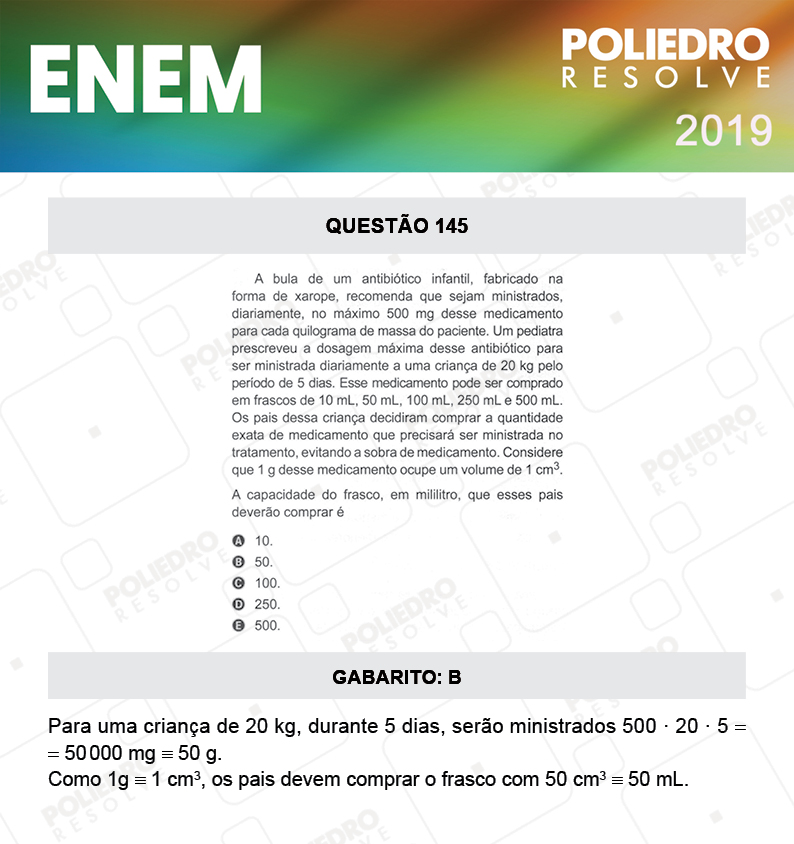 Questão 145 - 2º DIA - PROVA ROSA - ENEM 2019