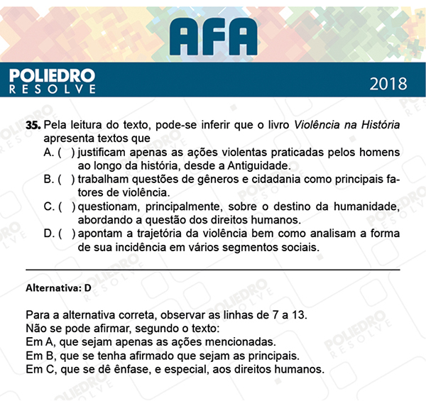 Questão 35 - Prova Modelo B - AFA 2019