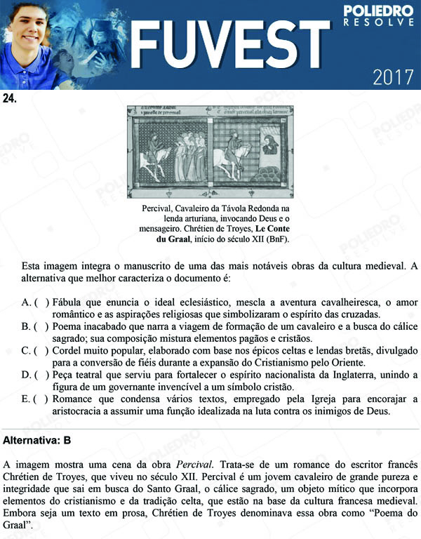 Questão 24 - 1ª Fase - FUVEST 2017