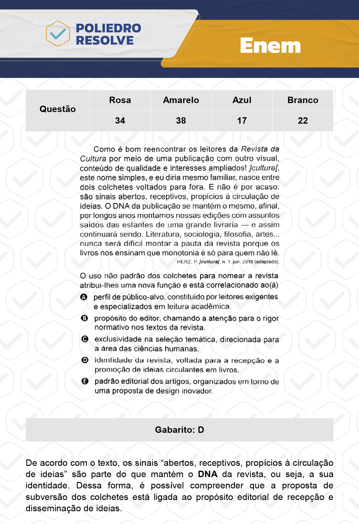 Questão 38 - Dia 1 - Prova Amarela - Enem 2023