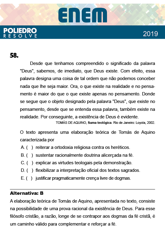 Questão 58 - 1º Dia - Prova BRANCA - ENEM 2018