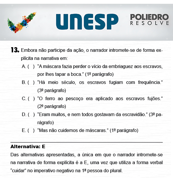 Questão 13 - 1ª Fase - PROVA 4 - UNESP 2018