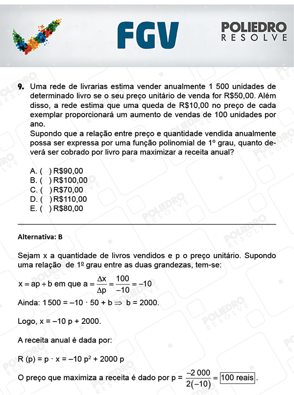 Questão 9 - Objetivas - FGV 2018