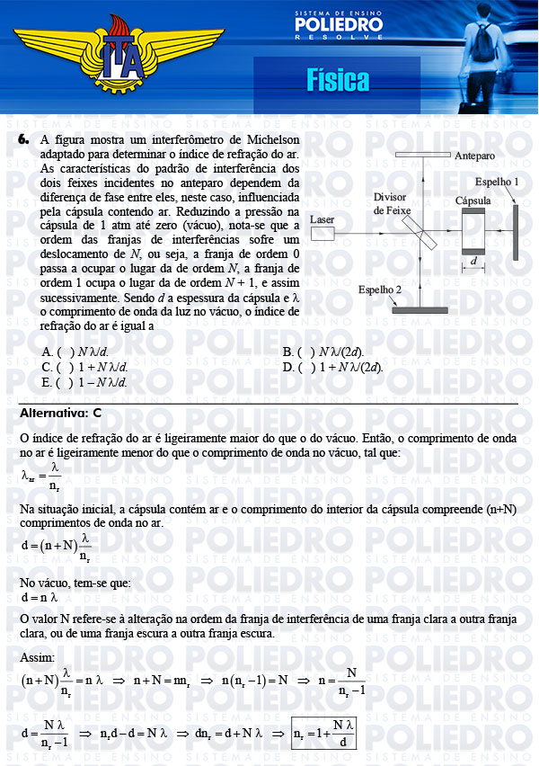 Questão 6 - Física - ITA 2014