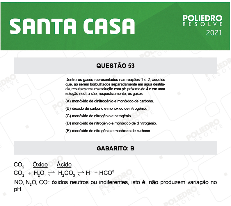 Questão 53 - 1º Dia - SANTA CASA 2021