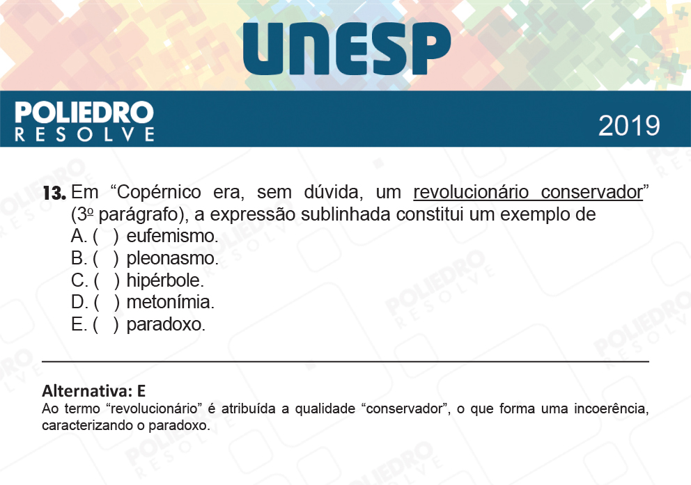 Questão 13 - 1ª Fase - UNESP 2019