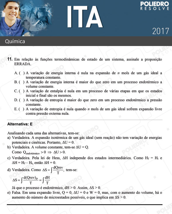 Questão 11 - Química - ITA 2017