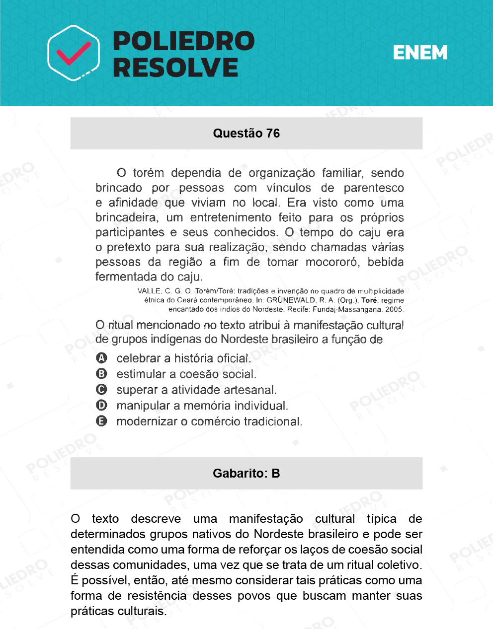 Questão 76 - 1º Dia - Prova Branca - ENEM 2021