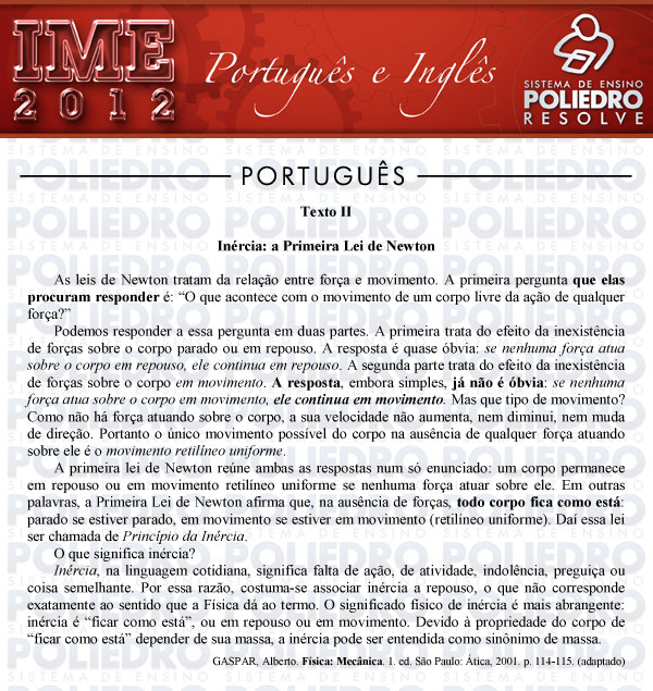 Texto 43 - Português e Inglês - IME 2012