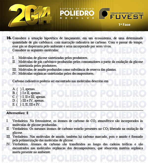 Questão 10 - 1ª Fase - FUVEST 2014