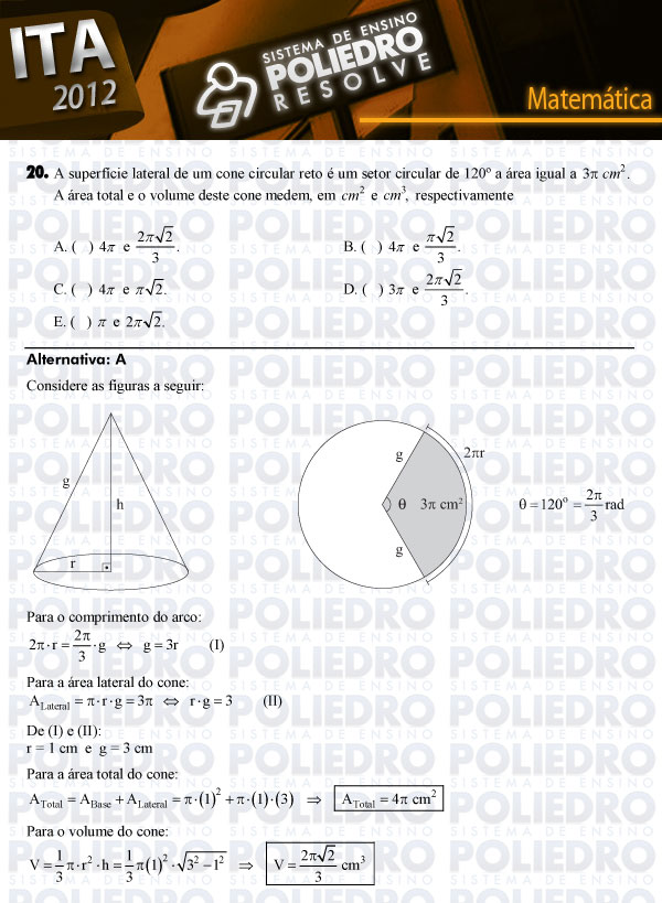 Questão 20 - Matemática - ITA 2012