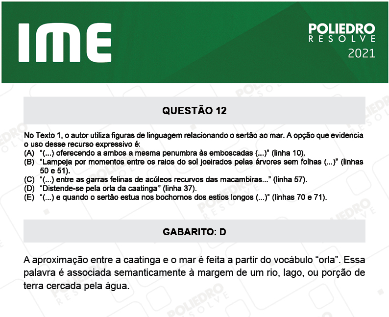 Questão 12 - 2ª Fase - Português/Inglês - IME 2021