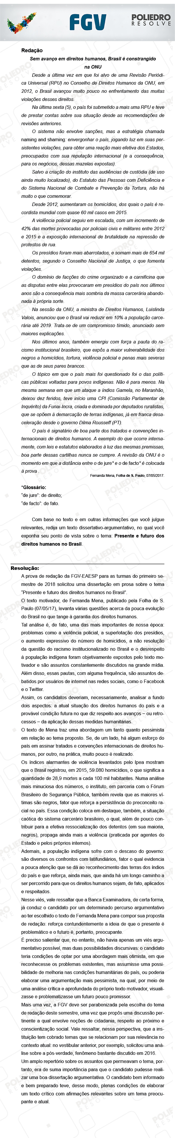 Redação - Dissertativas - FGV 2018