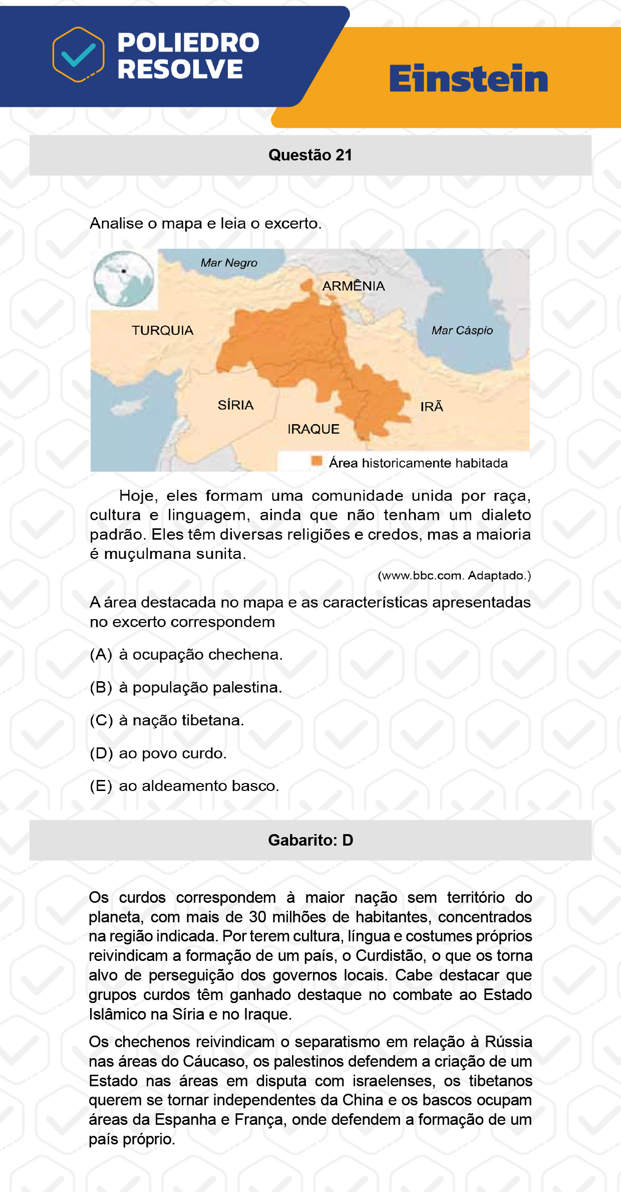 Questão 21 - Fase única - EINSTEIN 2023