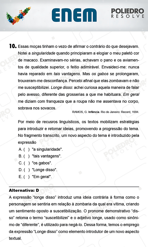 Questão 10 - 1º Dia (PROVA AZUL) - ENEM 2017