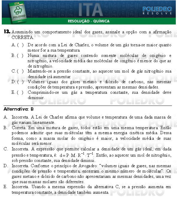 Questão 13 - Química - ITA 2009