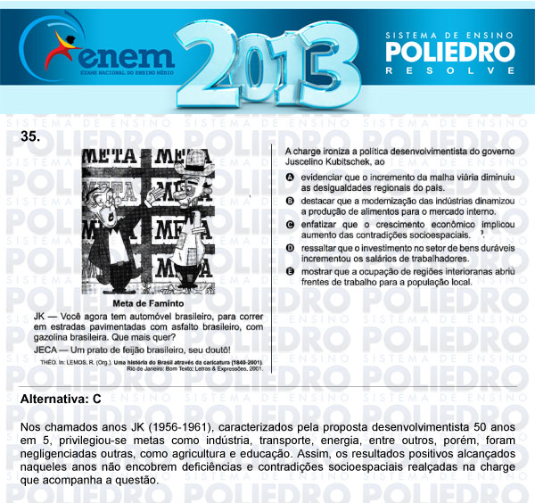 Questão 35 - Sábado (Prova Amarela) - ENEM 2013