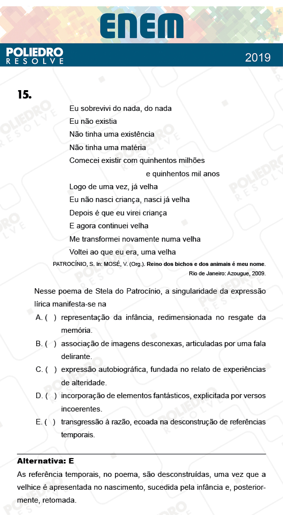 Questão 15 - 1º Dia - Prova AMARELA - ENEM 2018