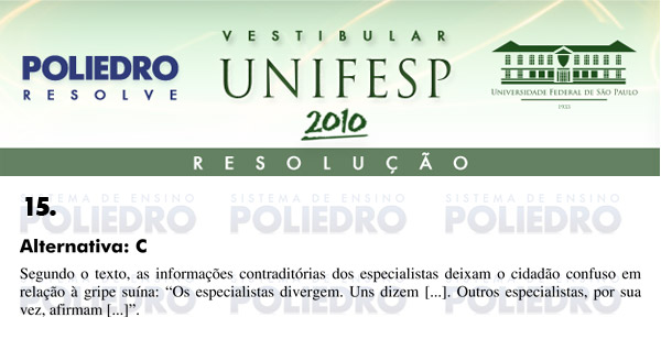 Questão 15 - Português e Inglês - UNIFESP 2010