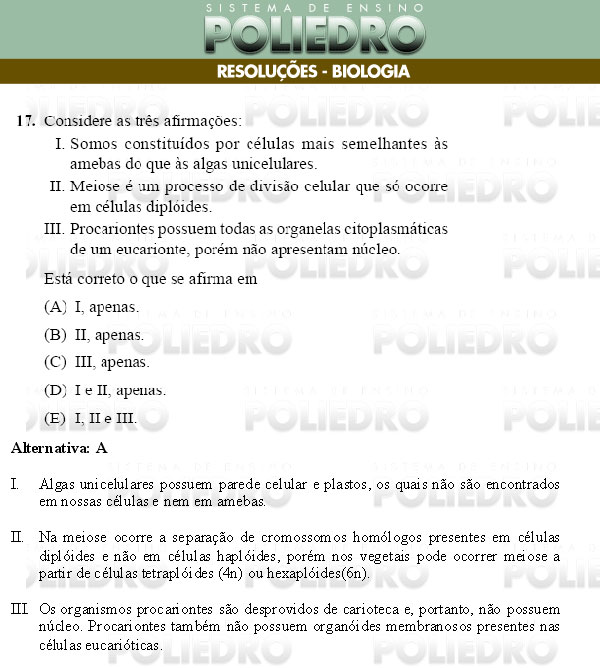 Questão 17 - Conhecimentos Gerais - UNIFESP 2009