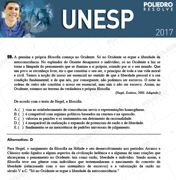 Questão 59 - 1ª Fase - UNESP 2017