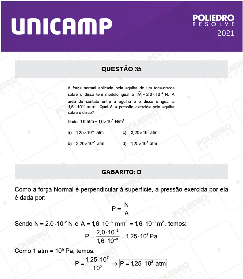 Questão 35 - 1ª Fase - 1º Dia - E e G - UNICAMP 2021