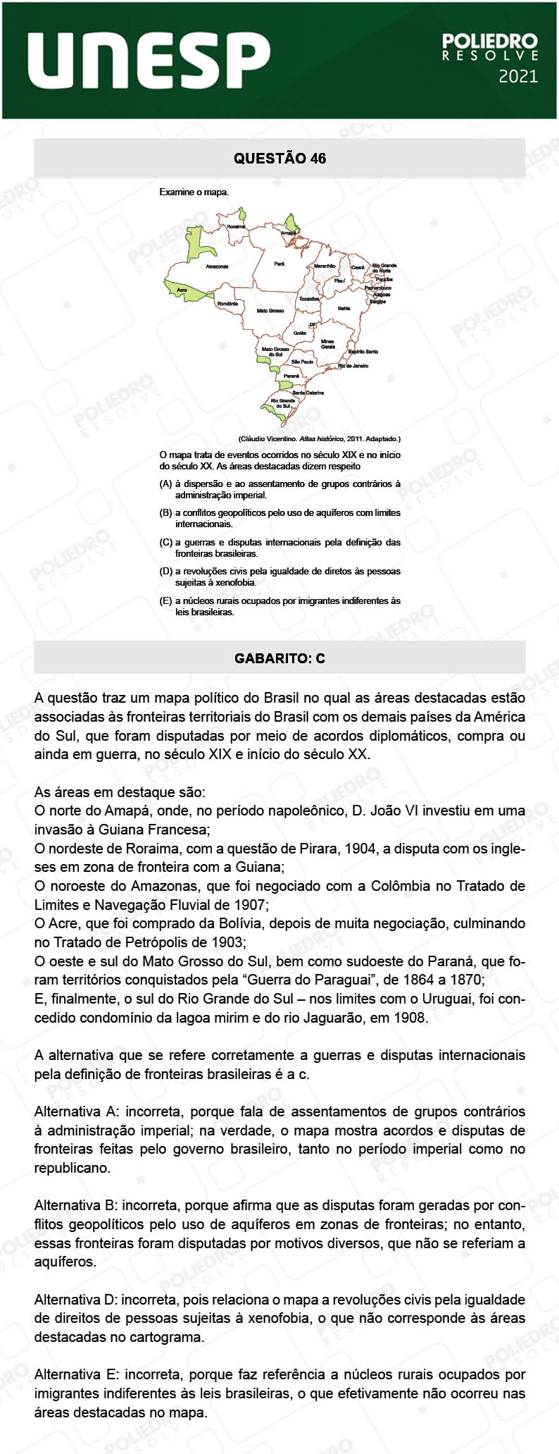 Questão 46 - 1ª Fase - 1º Dia - UNESP 2021