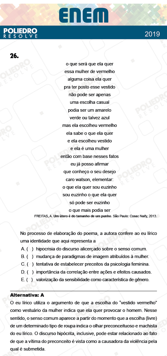 Questão 26 - 1º Dia - Prova AMARELA - ENEM 2018