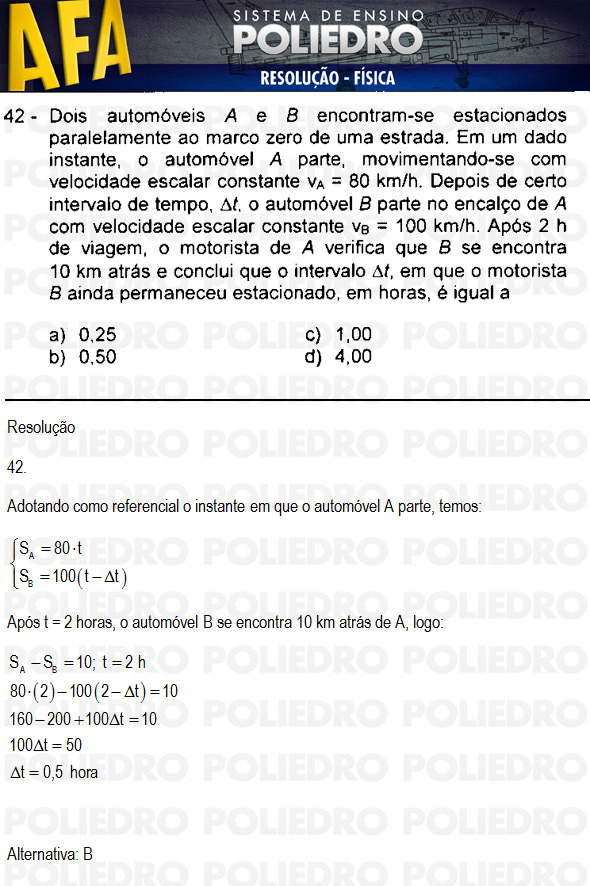 Questão 42 - Código 11 - AFA 2011
