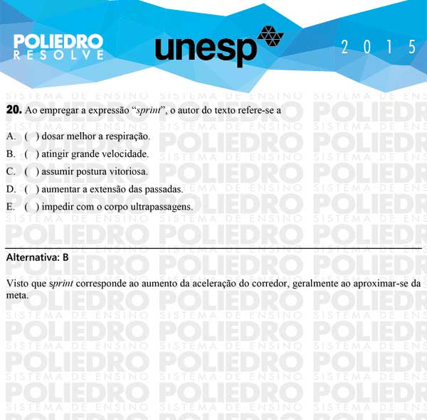 Questão 20 - 1ª Fase - UNESP 2015