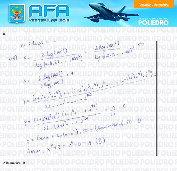 Questão 8 - Prova Modelo B - AFA 2015