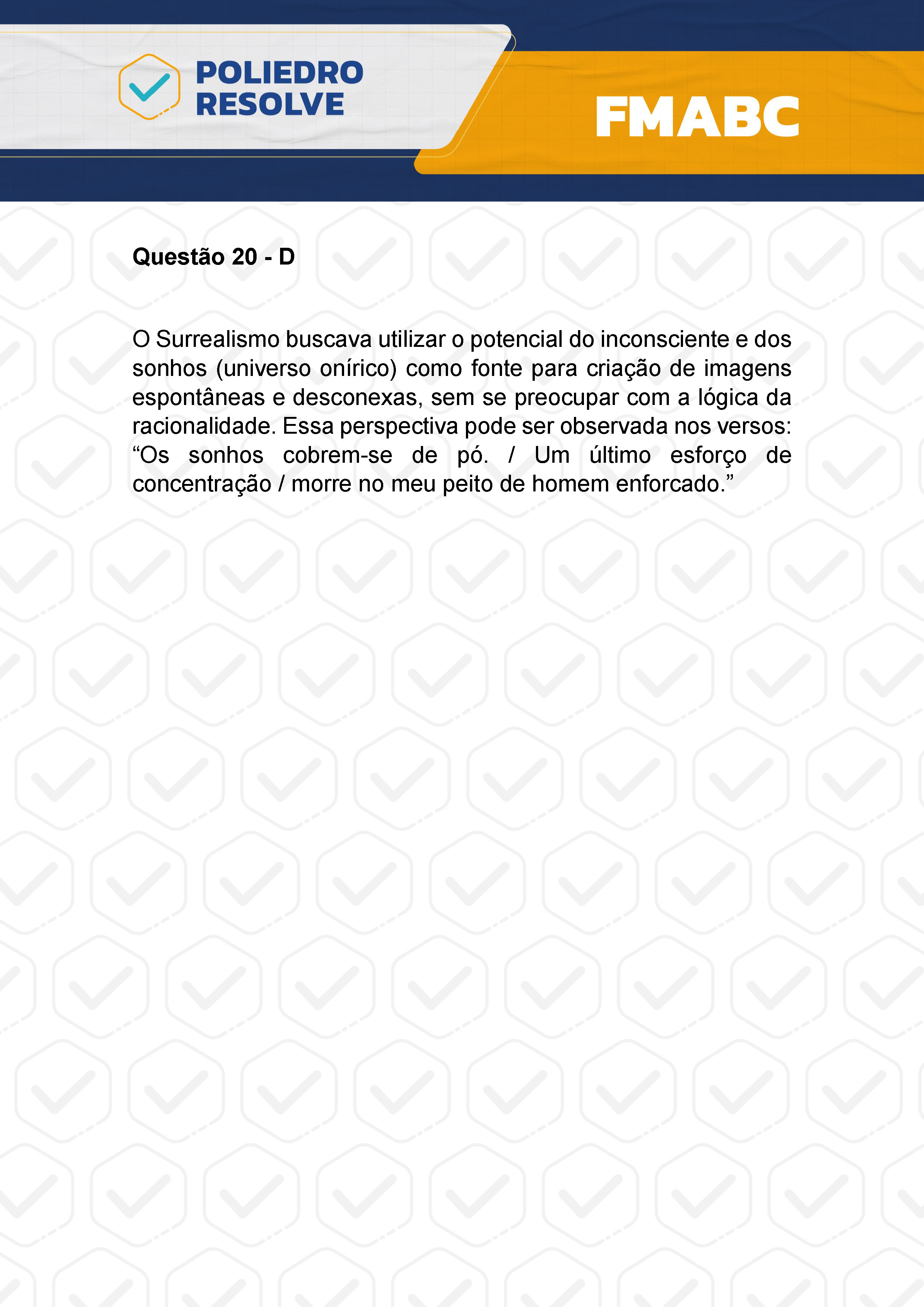 Questão 20 - Fase única - FMABC 2024