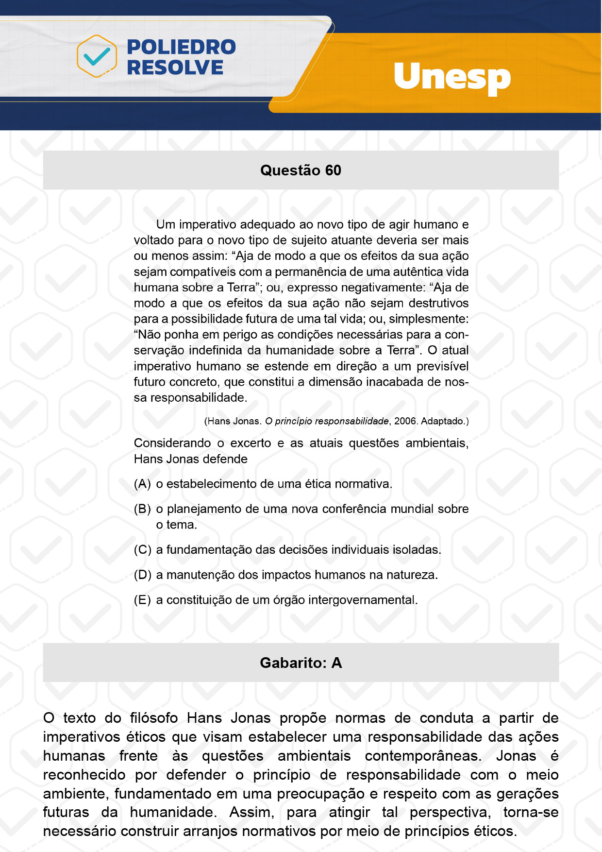 Questão 60 - 1ª Fase - UNESP 2024