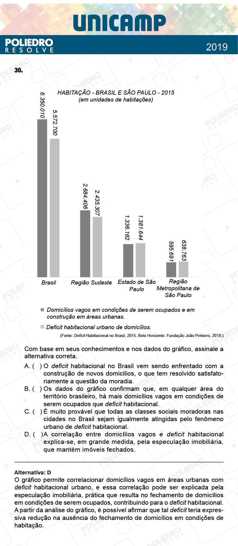 Questão 30 - 1ª Fase - PROVA Q e X - UNICAMP 2019