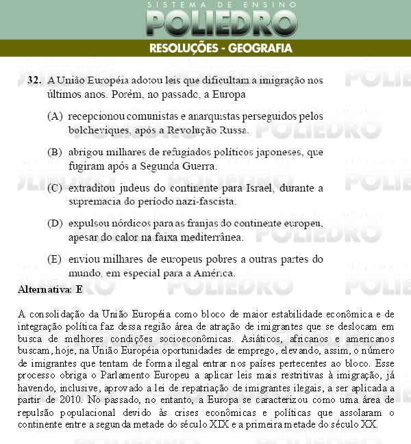 Questão 32 - Conhecimentos Gerais - UNIFESP 2009