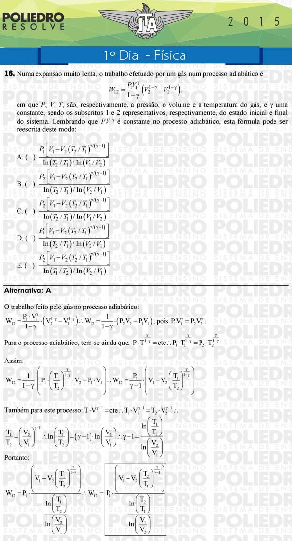 Questão 16 - Física - ITA 2015