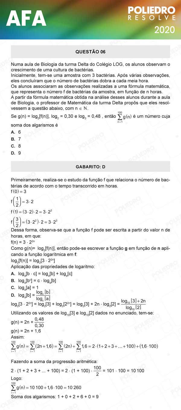 Questão 6 - Prova Modelo C - AFA 2020