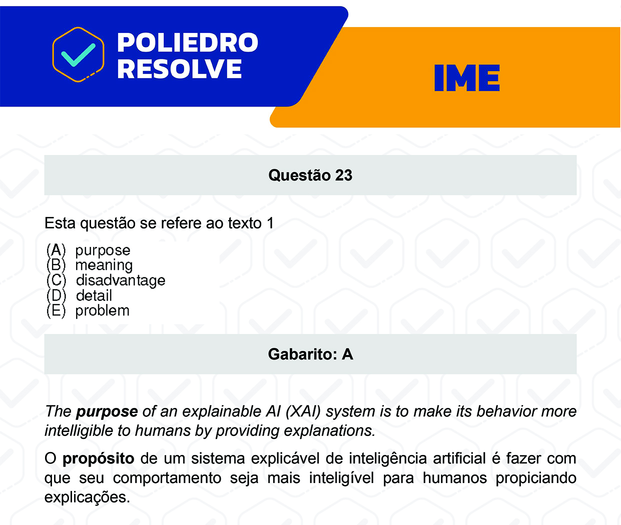 Questão 23 - 2ª Fase - Português/Inglês - IME 2023