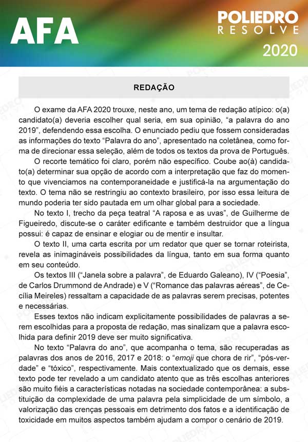 Redação - Prova Modelo C - AFA 2020