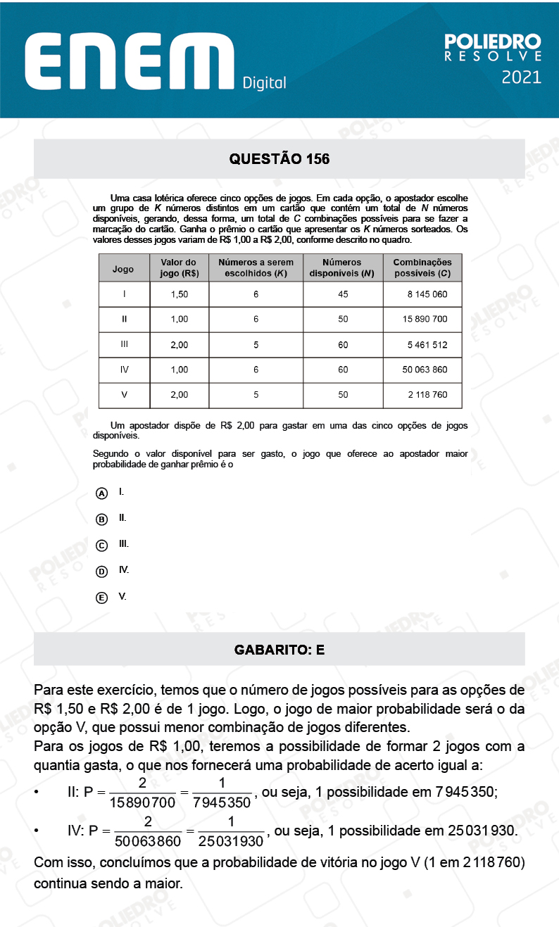 Questão 156 - 2º Dia - Prova Azul - ENEM DIGITAL 2020