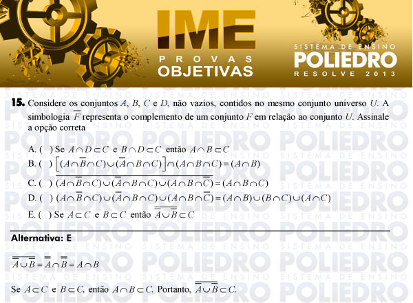 Questão 15 - Objetiva - IME 2013