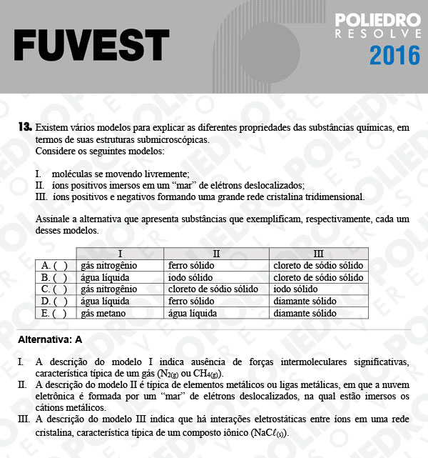 Questão 13 - 1ª Fase - FUVEST 2016