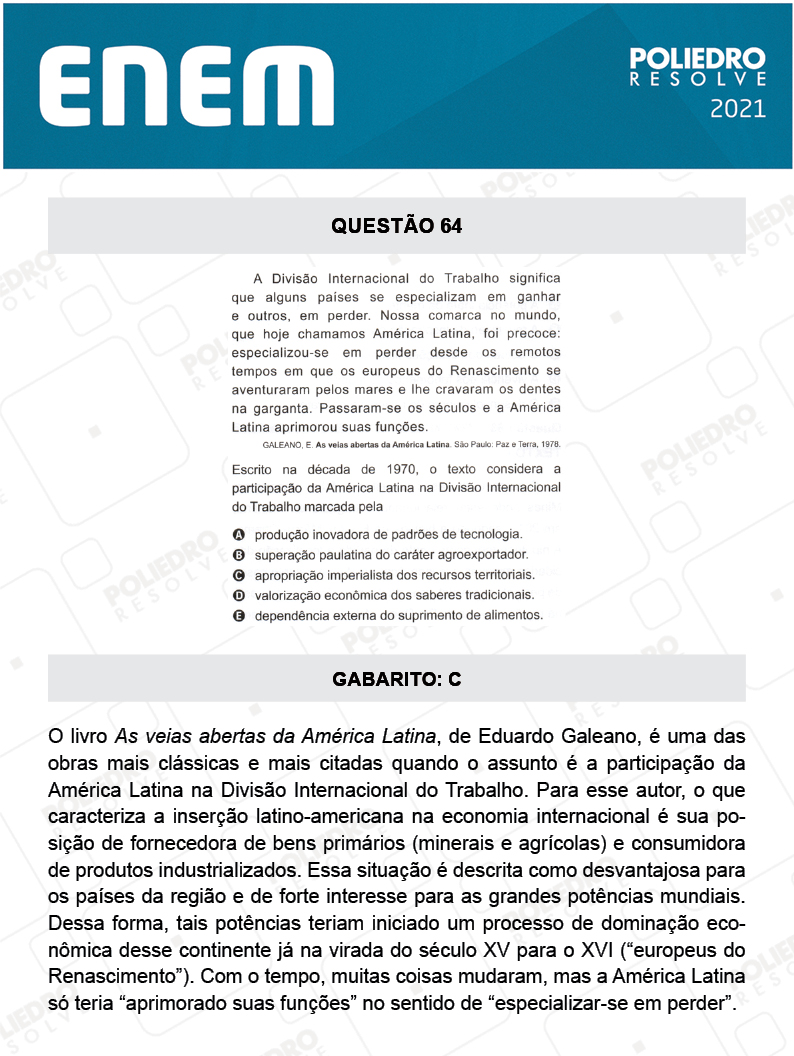 Questão 64 - 1º DIA - Prova Amarela - ENEM 2020