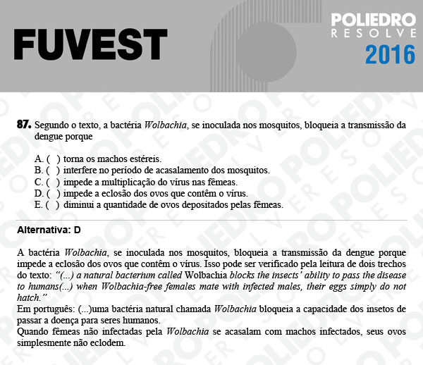 Questão 87 - 1ª Fase - FUVEST 2016