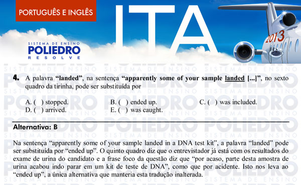 Questão 4 - Português e Inglês - ITA 2013