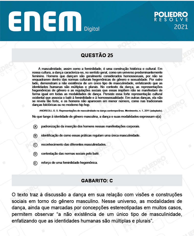 Questão 25 - 1º Dia - Prova Amarela - Espanhol - ENEM DIGITAL 2020