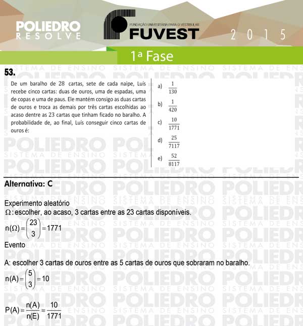 Questão 53 - 1ª Fase - FUVEST 2015